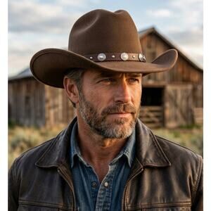 New Black Western Cowboy Hat Silver Studded Band Cowgirl Costume Accessory